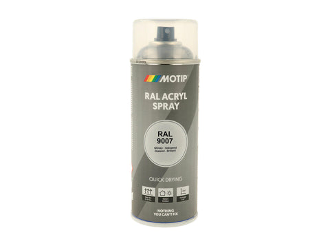 Motip RAL 9007 acryl lakspray hoogglans 0,4l grijs aluminium
