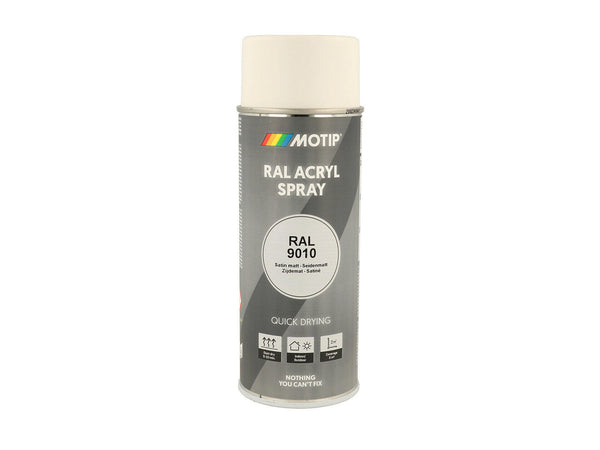 Motip RAL 9010 acryl lakspray 0,4l zuiver wit mat