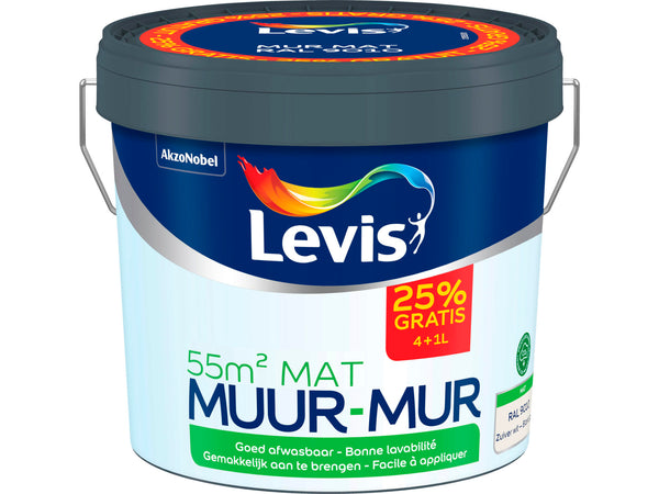 Levis RAL 9010 peinture mur et plafond mat 4+1 l blanc
