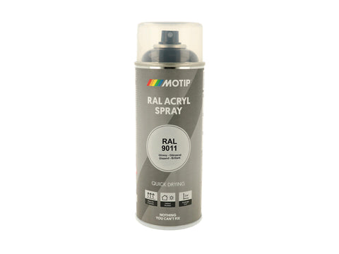 Motip RAL 9011 acryl lakspray hoogglans 0,4l grafietzwart