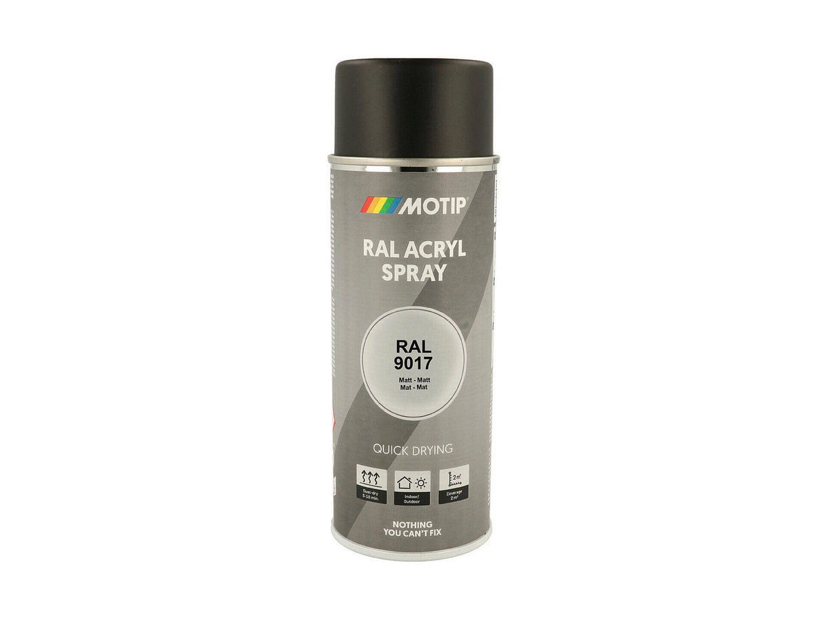 Motip RAL 9017 acryl lakspray hoogglans 0,4l verkeerszwart