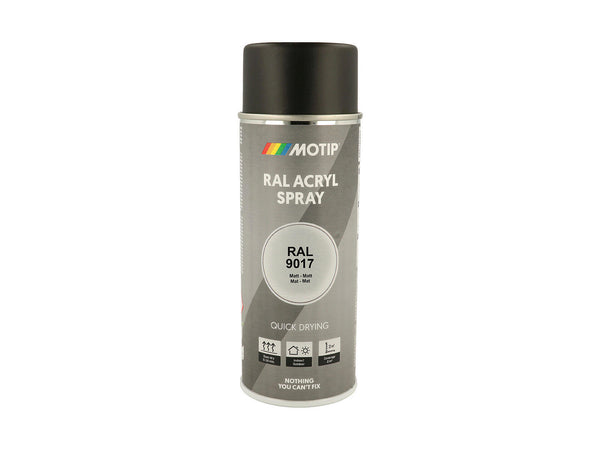 Motip RAL 9017 acryl lakspray hoogglans 0,4l verkeerszwart