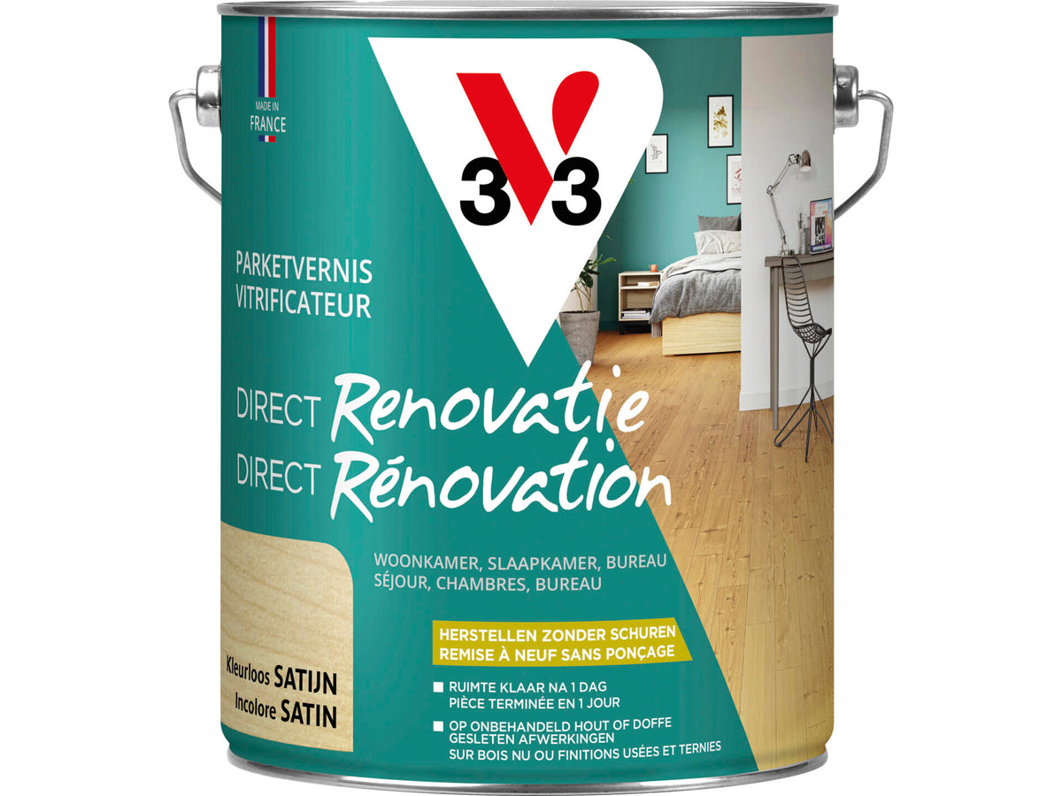 V33 Renovatie parketvernis zijdeglans 5l kleurloos