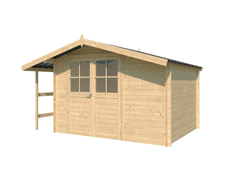 Gardenas Rome houten tuinhuis 295x235x212 cm + extensie 60cm
