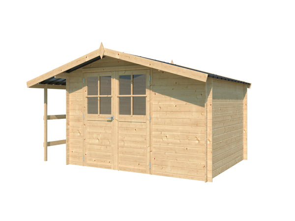 Gardenas Rome houten tuinhuis 295x235x212 cm + extensie 60cm