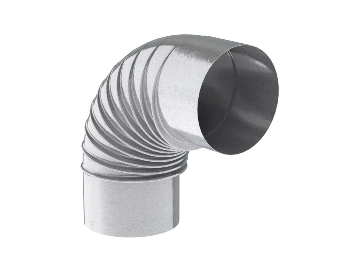 Saninstal Rookafvoer bocht verzinkt 90° 125mm