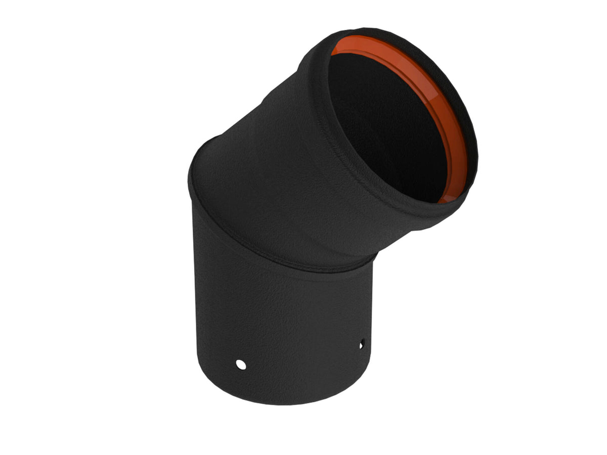 Saninstal Rookafvoer bocht voor pelletkachel 45° 80mm zwart