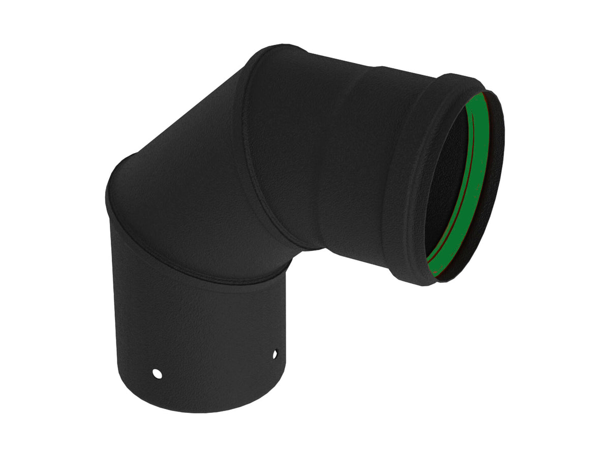 Saninstal Rookafvoer bocht voor pelletkachel 90° 80mm zwart
