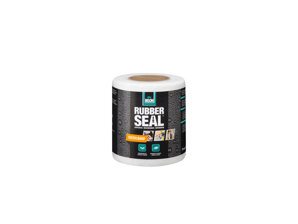 Bison Rubber Seal textielband 10m x 100mm wit