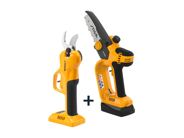 SP 100e kit accu snoeischaar 20V Li-Ion 30mm + accu snoeizaag 20V Li-Ion 12cm + lader