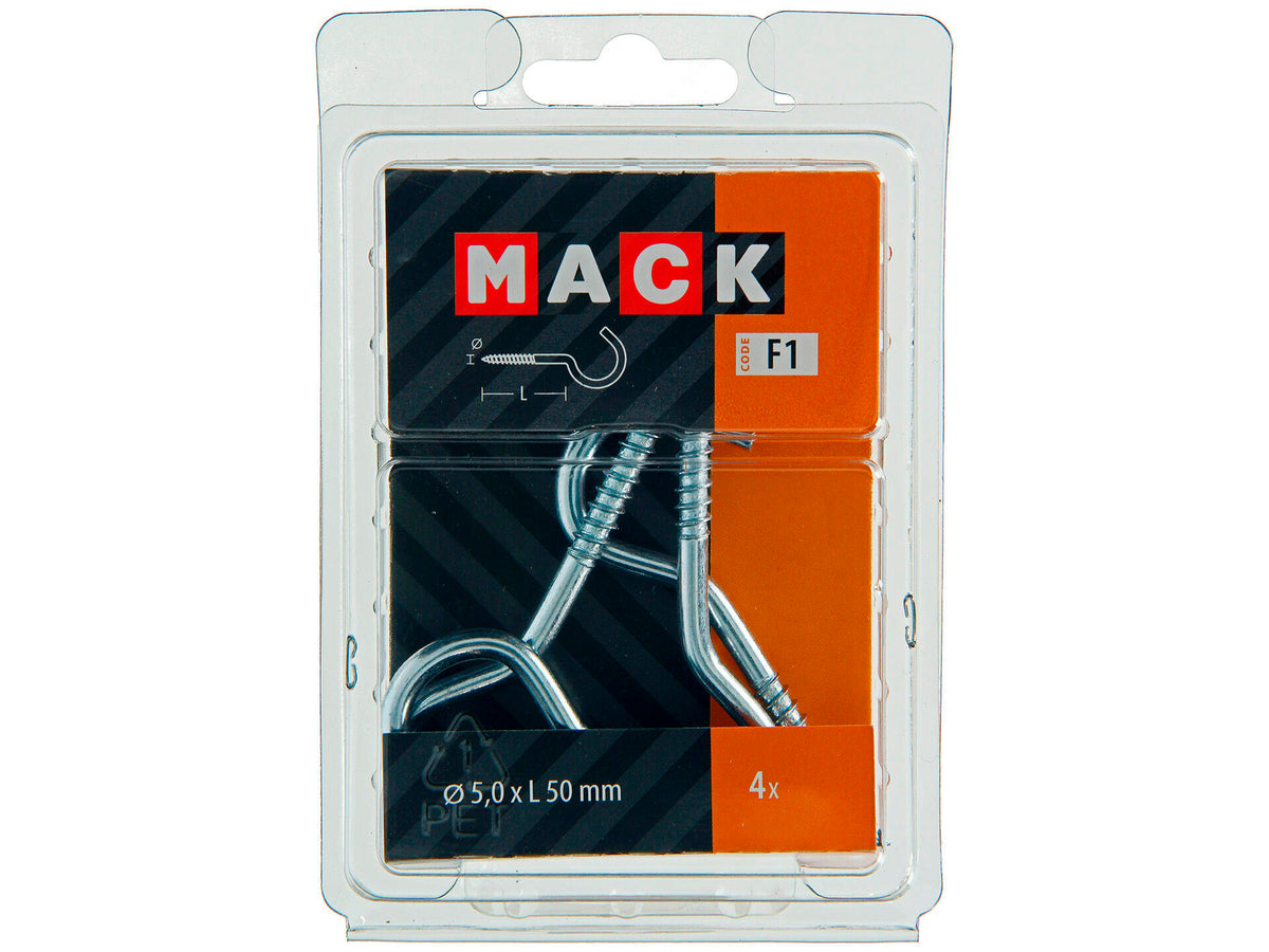 Mack Schroefhaken 50x5 mm verzinkt 4 stuks