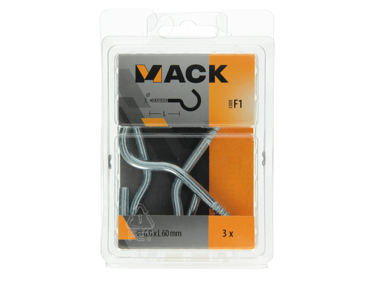Mack Schroefhaken 60x6 mm verzinkt 3 stuks