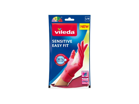 Vileda Sensitive Easy Fit huishoudhandschoenen L nitril roze