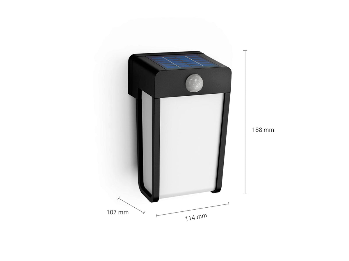 Philips Shroud wandlamp solar 2,3W met bewegingssensor transparant glas zwart