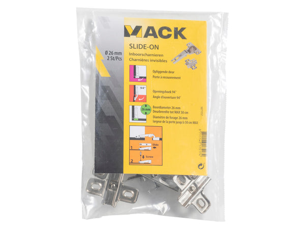 Mack Slide-On charnière porte en applique 26mm 2 pièces