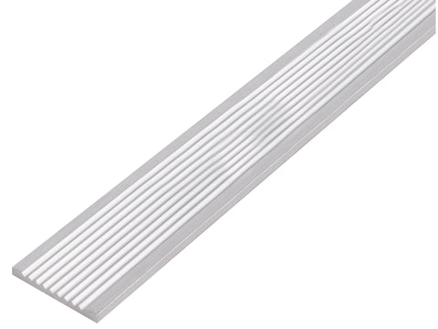 Slijtstrip geribbeld 40x3 mm 100cm geanodiseerd aluminium zilver