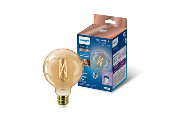 Philips Smart LED bollamp filament amberglas E27 50W dimbaar