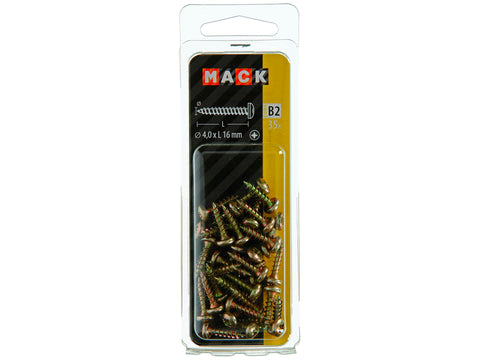 Mack Spaanplaatschroeven CK PZ2 16x4 mm geelverzinkt 35 stuks