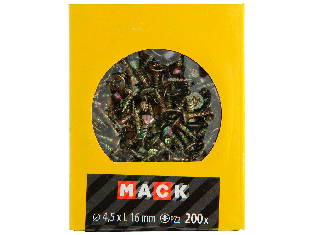 Mack Spaanplaatschroeven PZ2 16x4,5 mm geelverzinkt 200 stuks