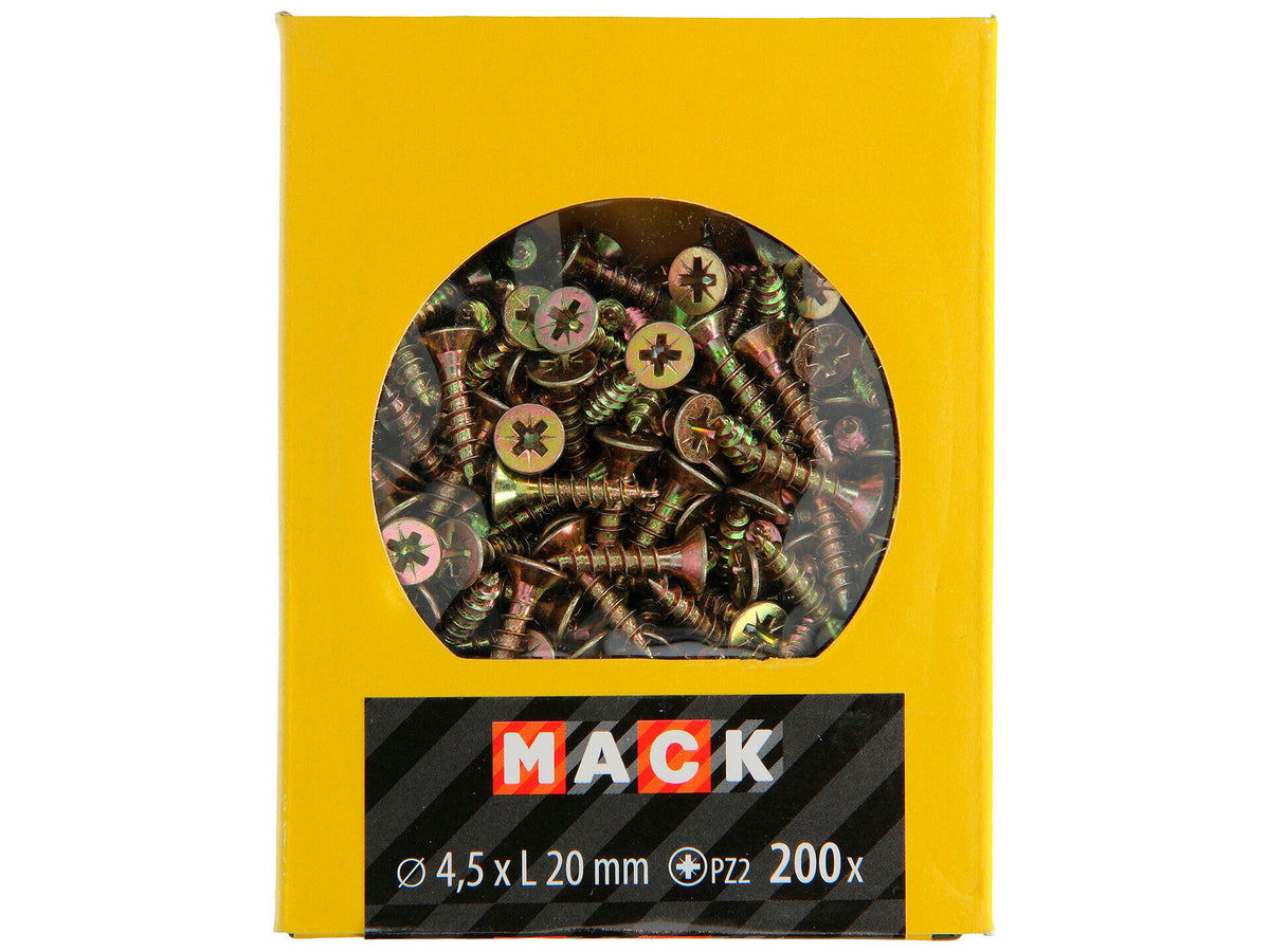Mack Spaanplaatschroeven PZ2 20x4,5 mm geelverzinkt 200 stuks