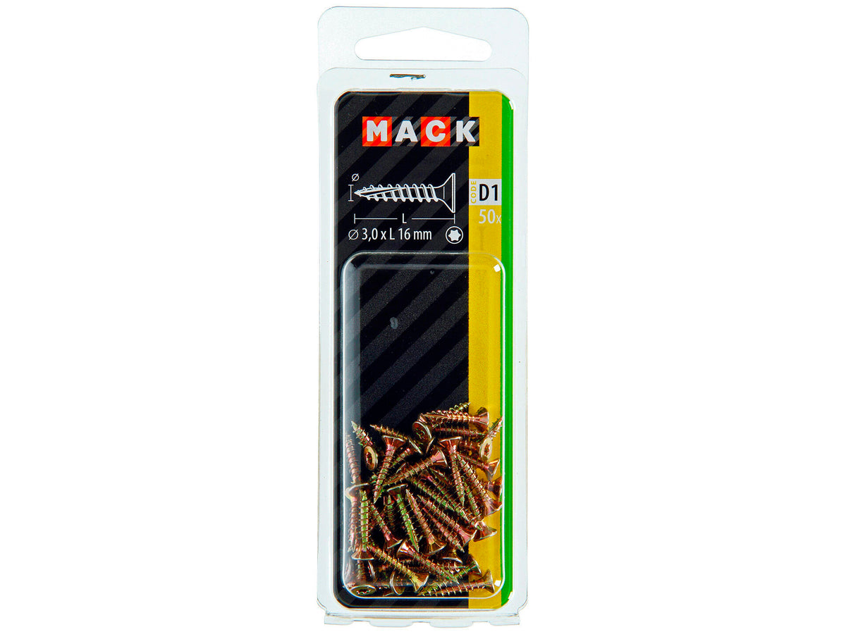 Mack Spaanplaatschroeven TX10 16x3 mm geelverzinkt 50 stuks