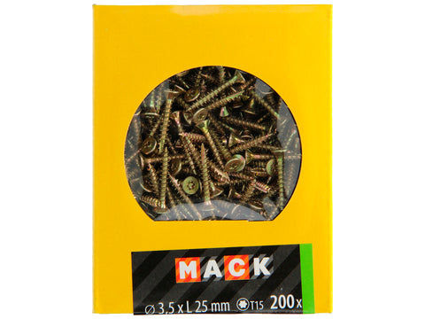 Mack Spaanplaatschroeven TX15 25x3,5 mm geelverzinkt 200 stuks