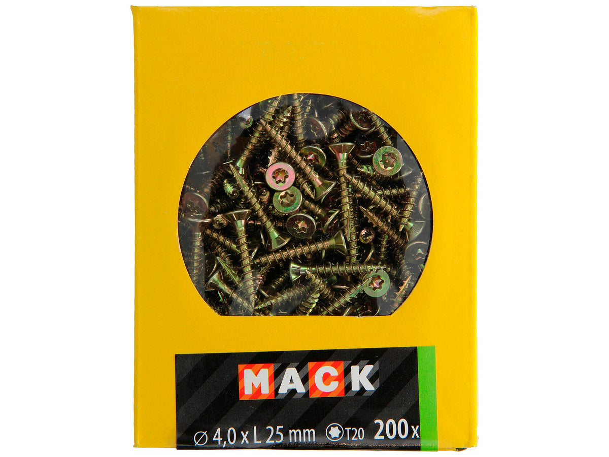 Mack Spaanplaatschroeven TX20 25x4 mm geelverzinkt 200 stuks