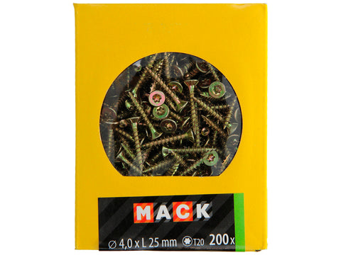 Mack Spaanplaatschroeven TX20 25x4 mm geelverzinkt 200 stuks