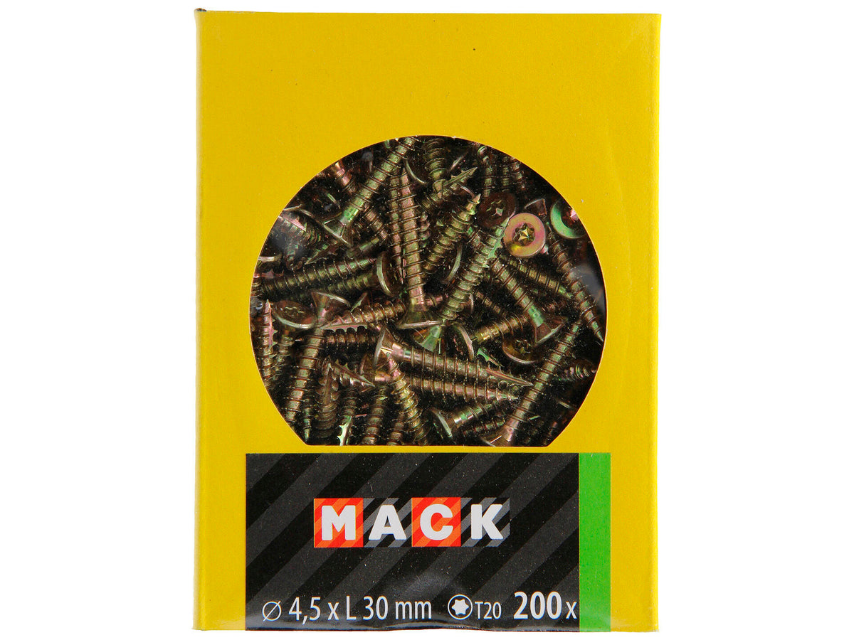 Mack Spaanplaatschroeven TX25 30x4,5 mm geelverzinkt 200 stuks