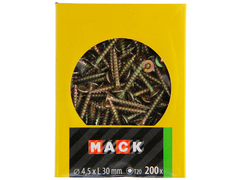 Mack Spaanplaatschroeven TX25 30x4,5 mm geelverzinkt 200 stuks