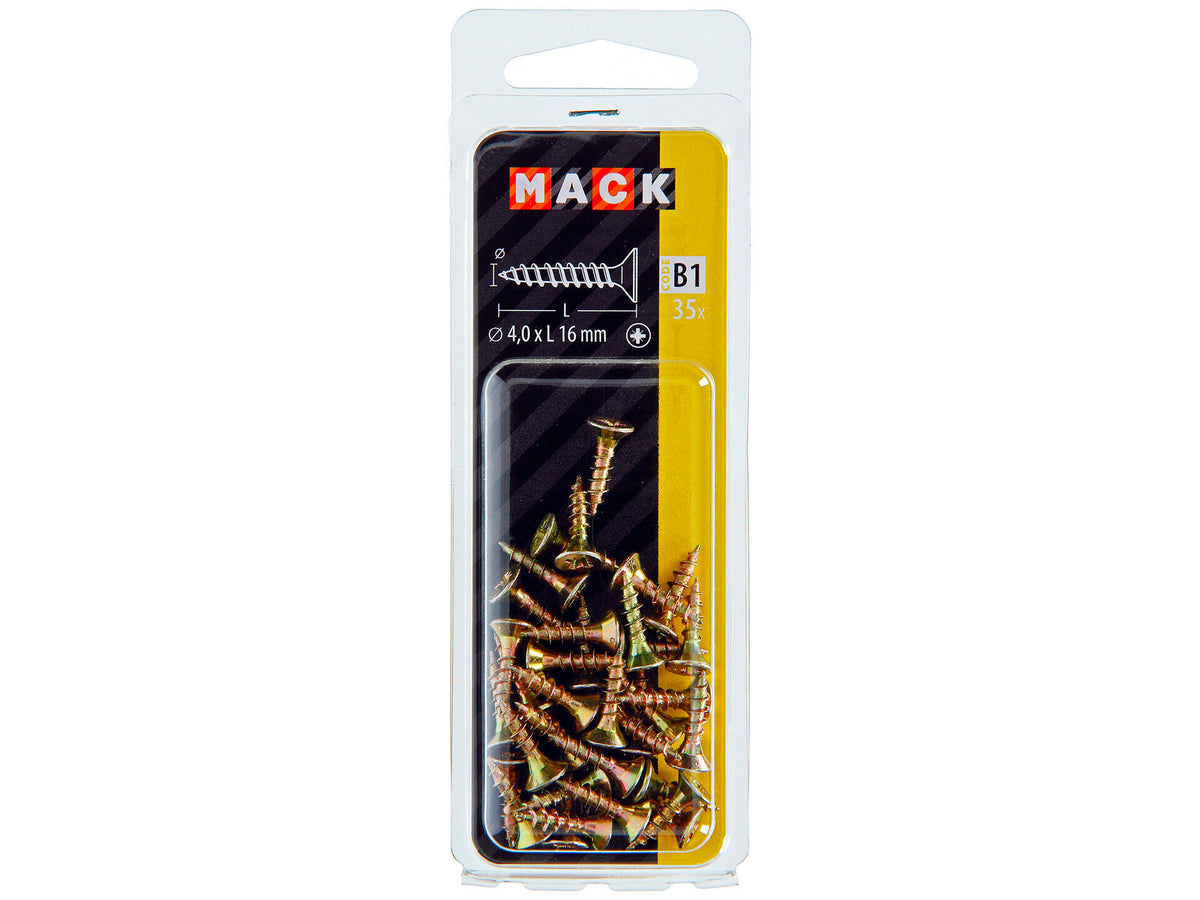 Mack Spaanplaatschroeven VK PZ2 16x4 mm geelverzinkt 35 stuks