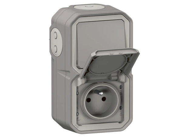 Legrand Spatwaterdichte wisselschakelaar en stopcontact met aarding Plexo