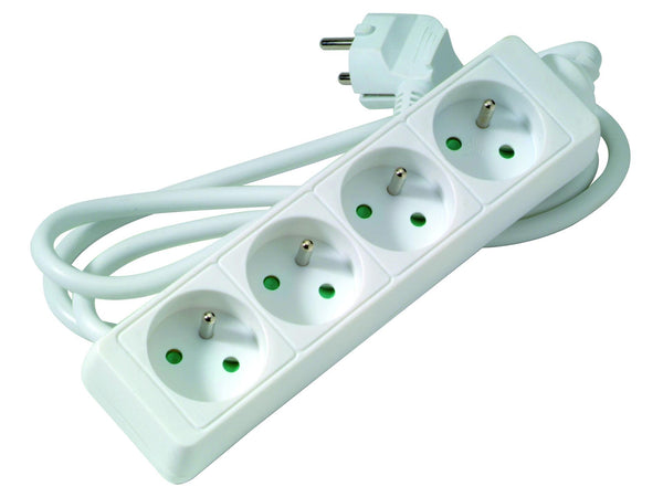 Profile Bloc multiprise promo line 4x avec câble 1,5m blanc