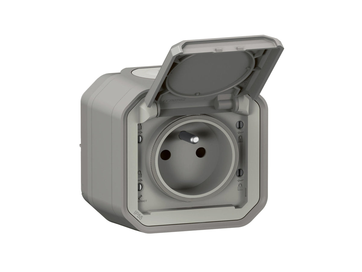 Legrand Stopcontact met penaarde grijs