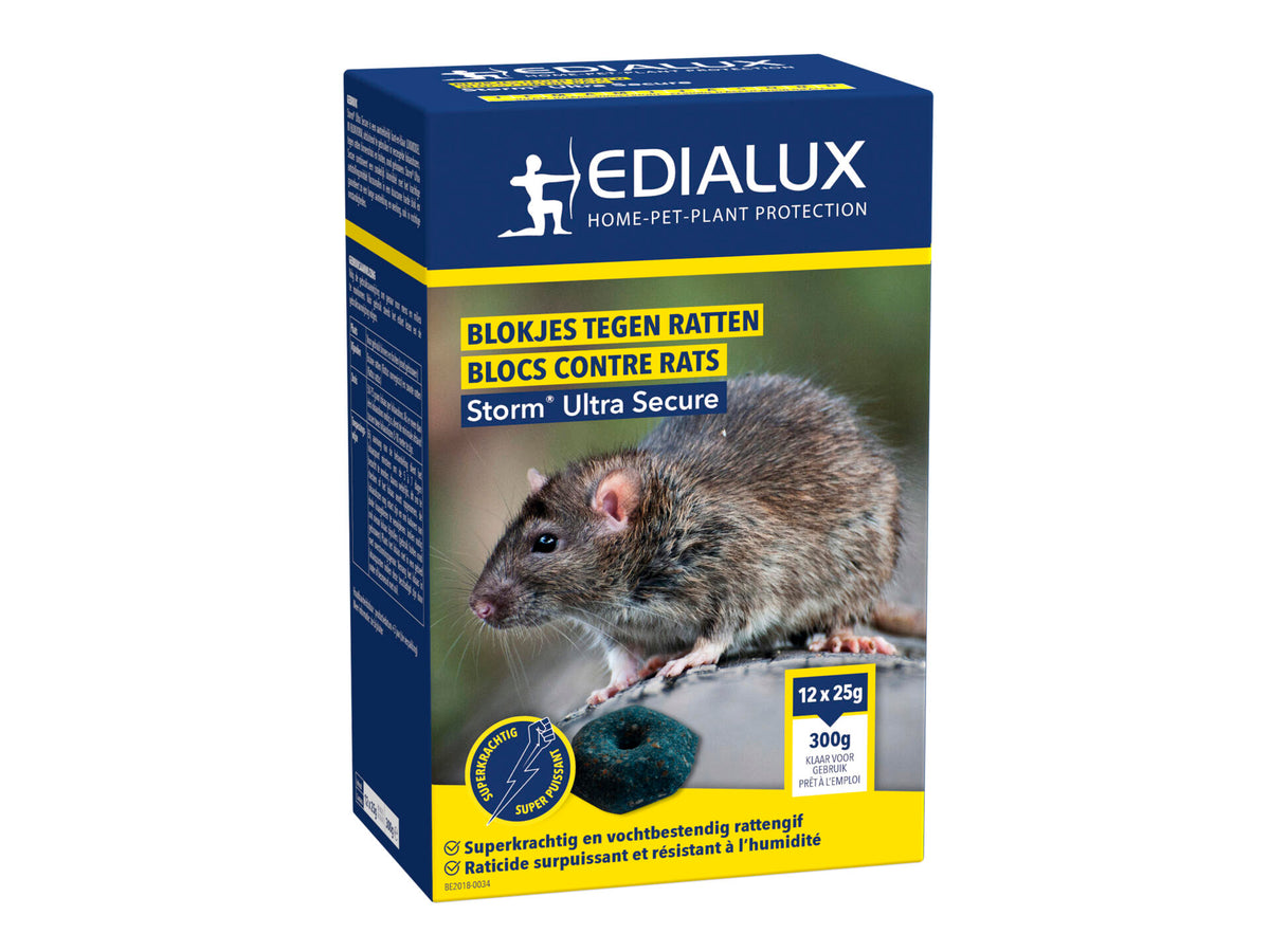 Edialux Storm Ultra Secure blokjes tegen ratten 12x25 g