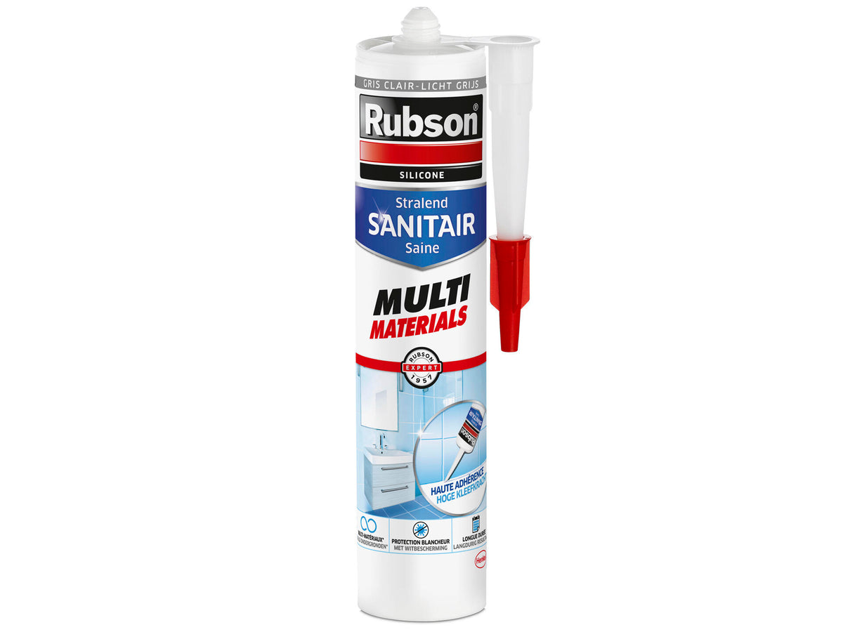 Rubson Stralend Sanitair siliconenkit multi materials 280ml lichtgrijs
