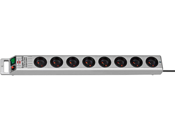 Brennenstuhl Super-Solid Line bloc multiprise 8x avec interrupteur et câble 2,5m argent