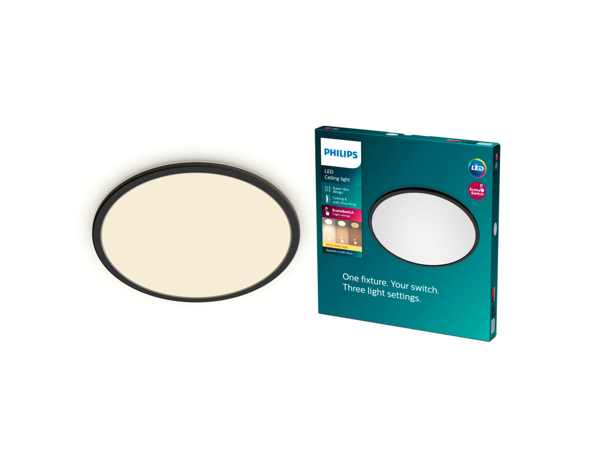 Philips Superslim LED plafondlamp 18W dimbaar zwart