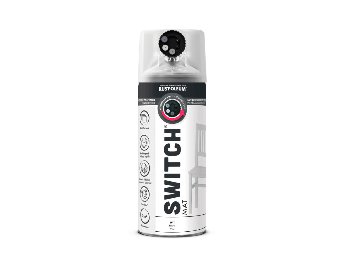 Rust-oleum Switch spuitlak wit mat 400ml, lakken — SKU COLOS-1111361, EAN 5413436189198