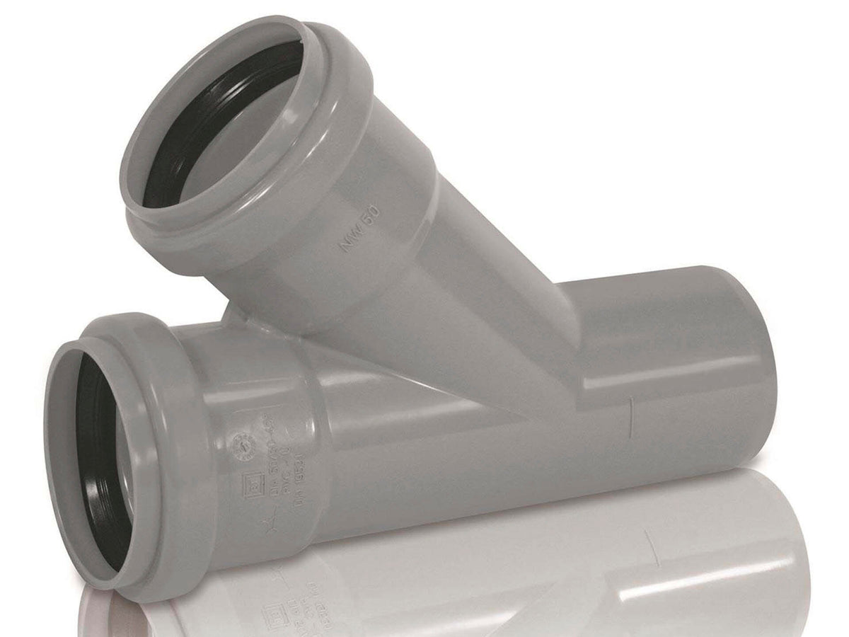T-stuk MF 32mm 45° PVC grijs