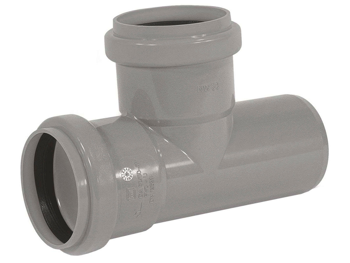 T-stuk MF 32mm 87° PVC grijs