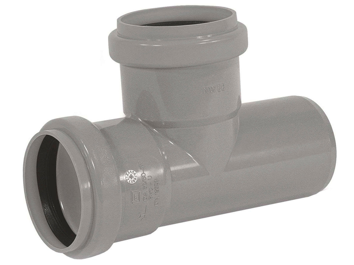 T-stuk MF 50mm 87° PVC grijs