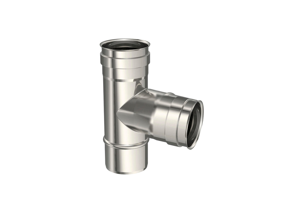 Saninstal T-stuk voor pelletkachel 90° 80mm inox