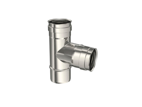 Saninstal T-stuk voor pelletkachel 90° 80mm inox