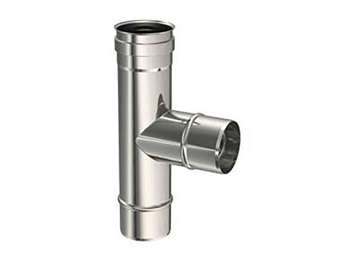 Saninstal T-stuk voor pelletkachel inox 90° 80mm