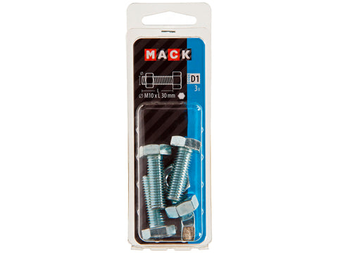 Mack Tapbout met moer M10 30mm verzinkt 3 stuks