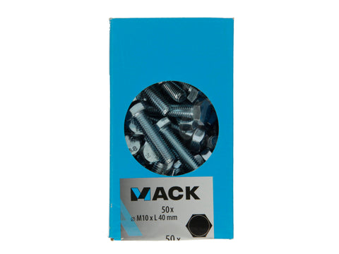 Mack Tapbout met moer M10 40mm verzinkt 50 stuks