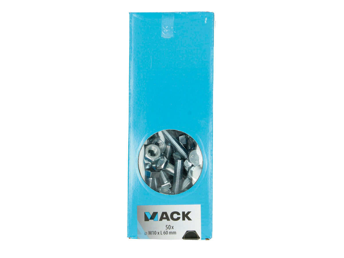 Mack Tapbout met moer M10 60mm verzinkt 50 stuks