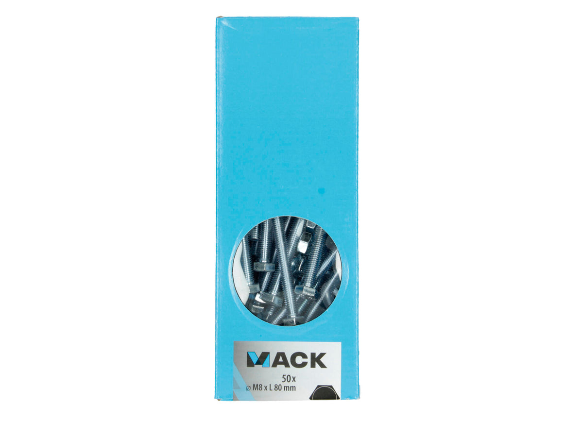 Mack Tapbout met moer M8 80mm verzinkt 50 stuks