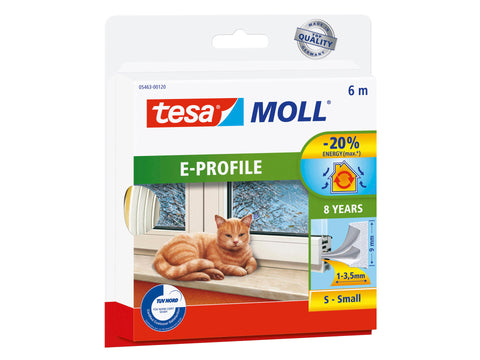 Tesa Tochtstrip E 6m 0,9cm wit
